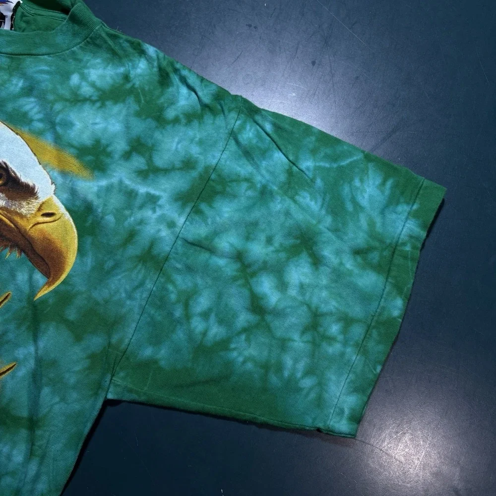 Vintage Bald Eagle All Over Print T-Shirt Size Large Single Stitch‎ Tie Dye 90s